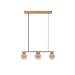 Candeeiro suspenso Donika, 3 lâmpadas, vidro, castanho, âmbar, G9