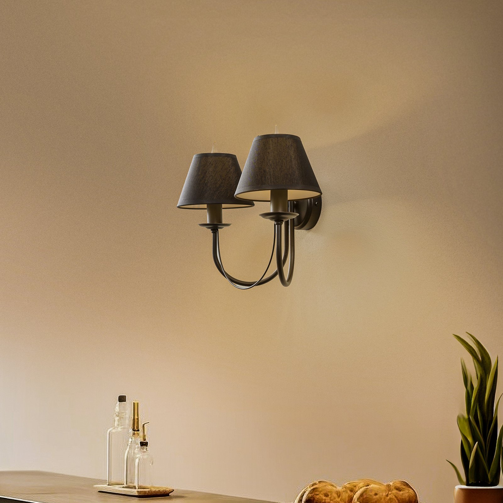 Bona wall light, two-bulb, black