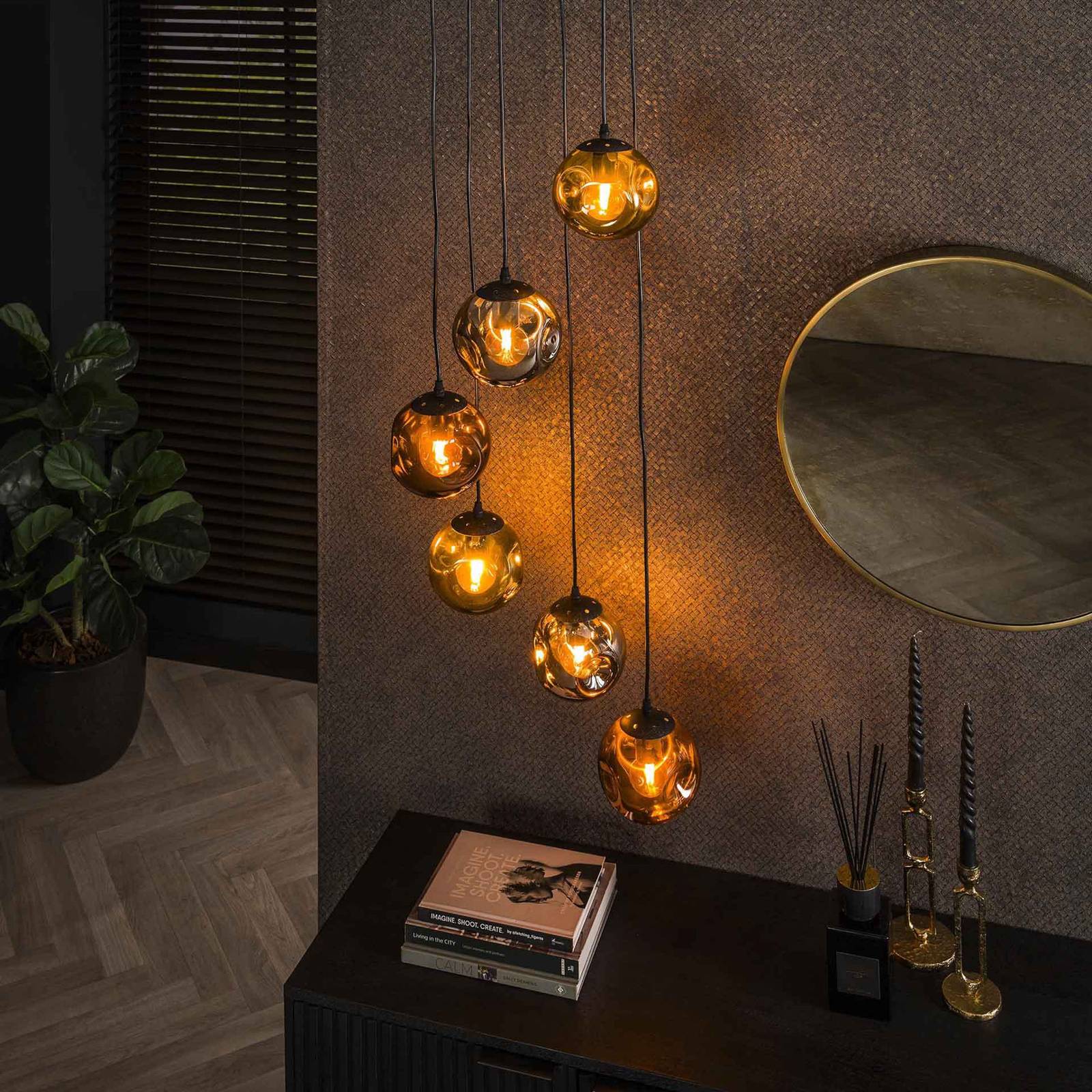 Lampa żyrandolowa Stellar, złoty/srebrny/miedziany, Ø 50 cm, szkło, 6-punktowa.