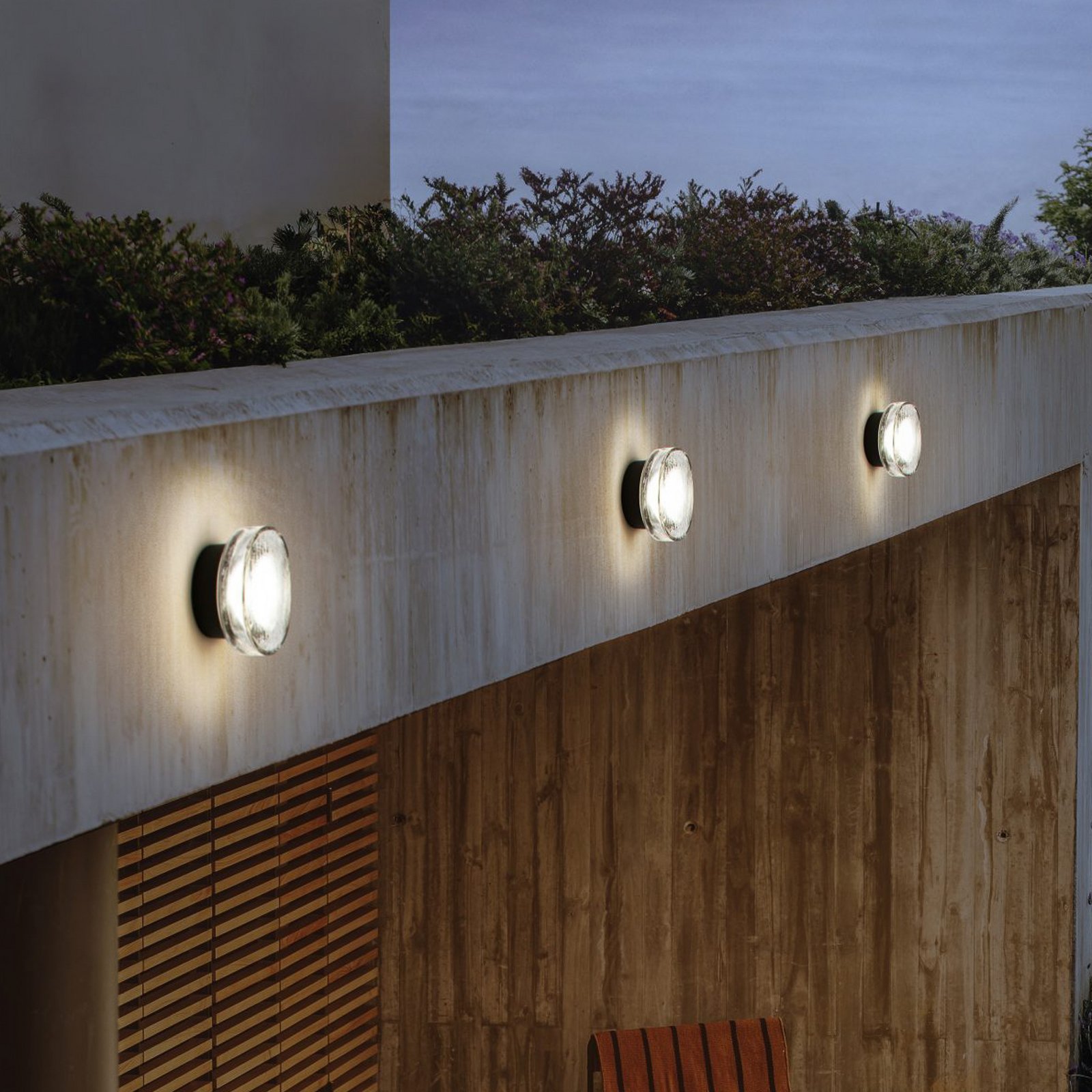 Applique murale d'extérieur LED MARSET Roc, Ø 17 cm, noir/translucide