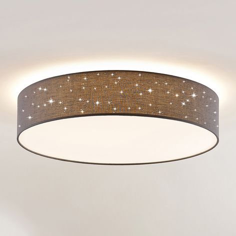 Lindby Ellamina plafonnier LED, 60 cm, gris foncé