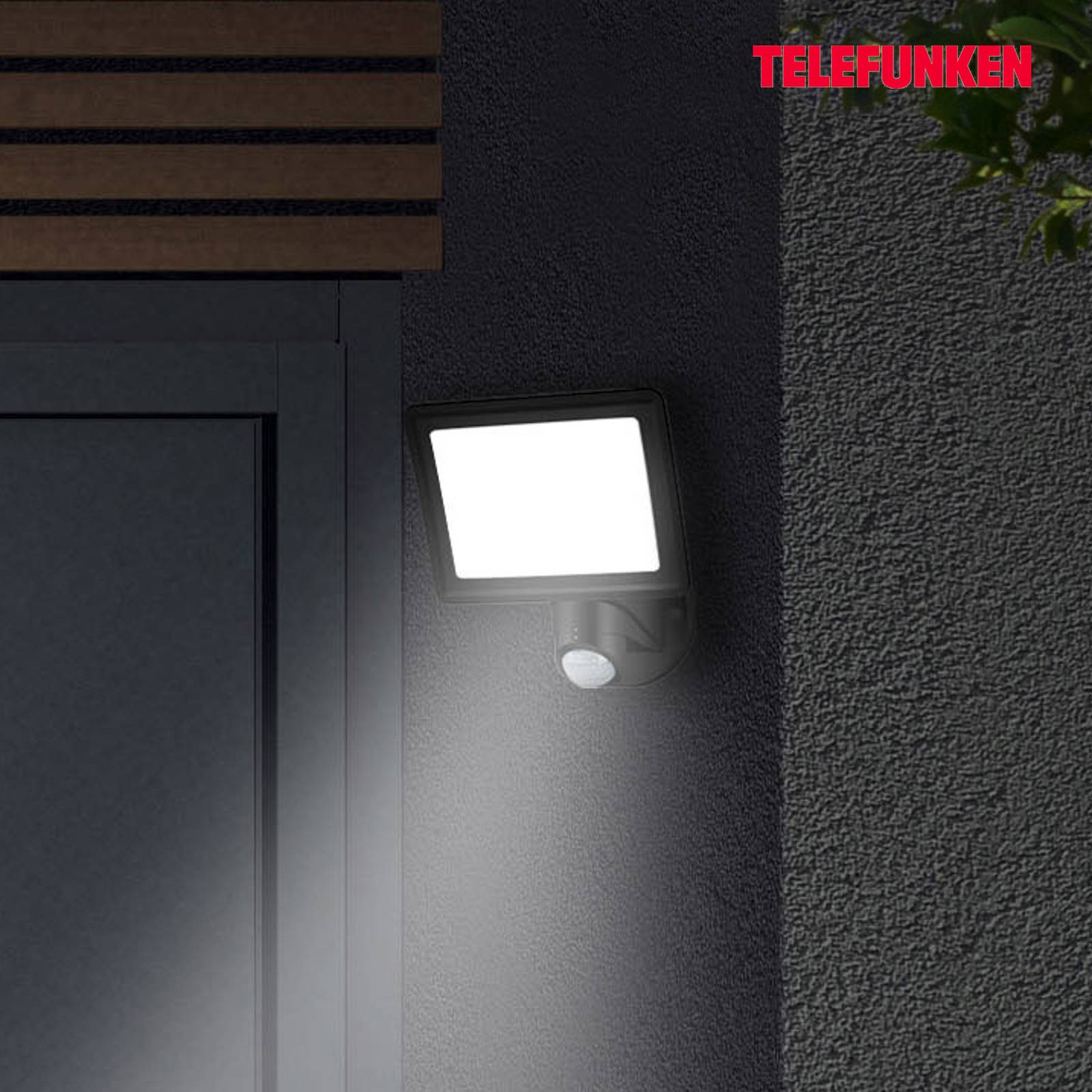 Telefunken LED-utomhusvägglampa Lagos med sensor svart