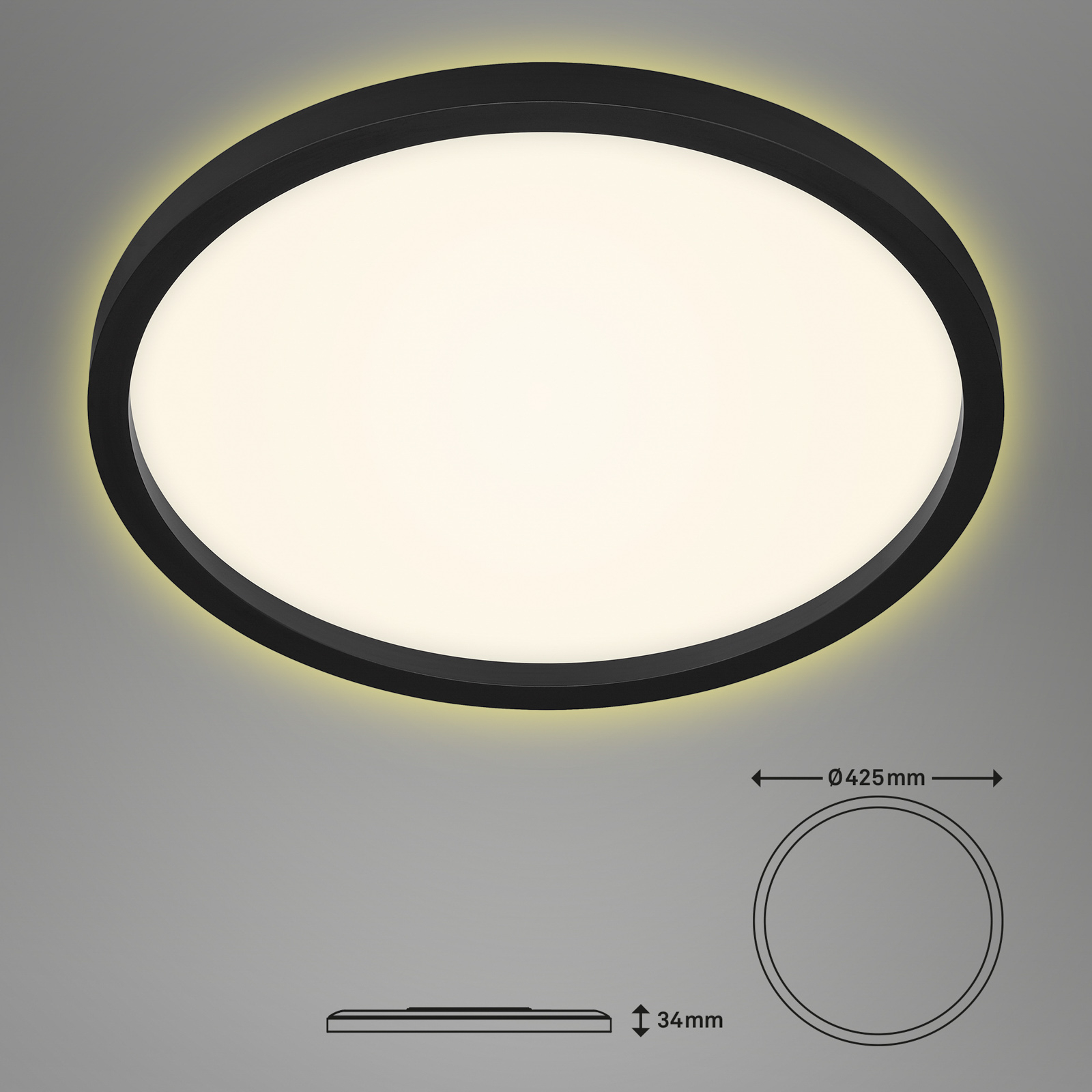 LED plafondlamp 7363, Ø 42 cm, zwart