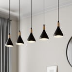 Candeeiro suspenso Lindby Arina, 100 cm, preto, 5 lâmpadas