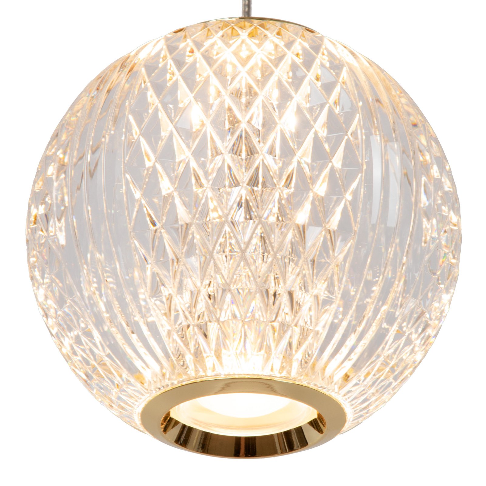 Cintra LED pendant light, Ø 25 cm, transparent/gold, acrylic