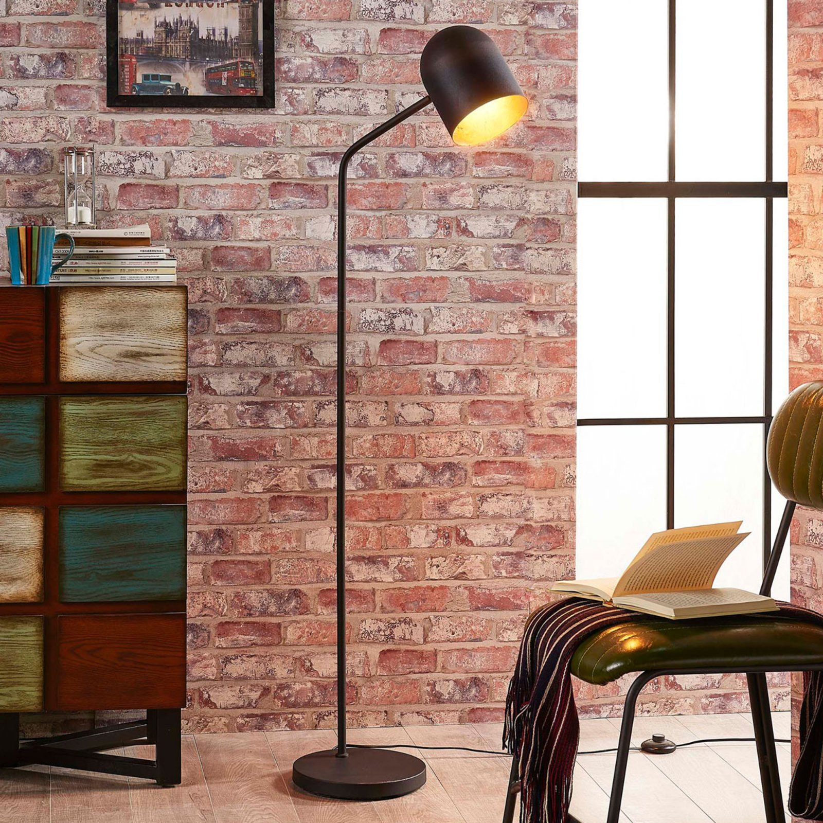 Morik Lampadaire Black/Gold - Lindby