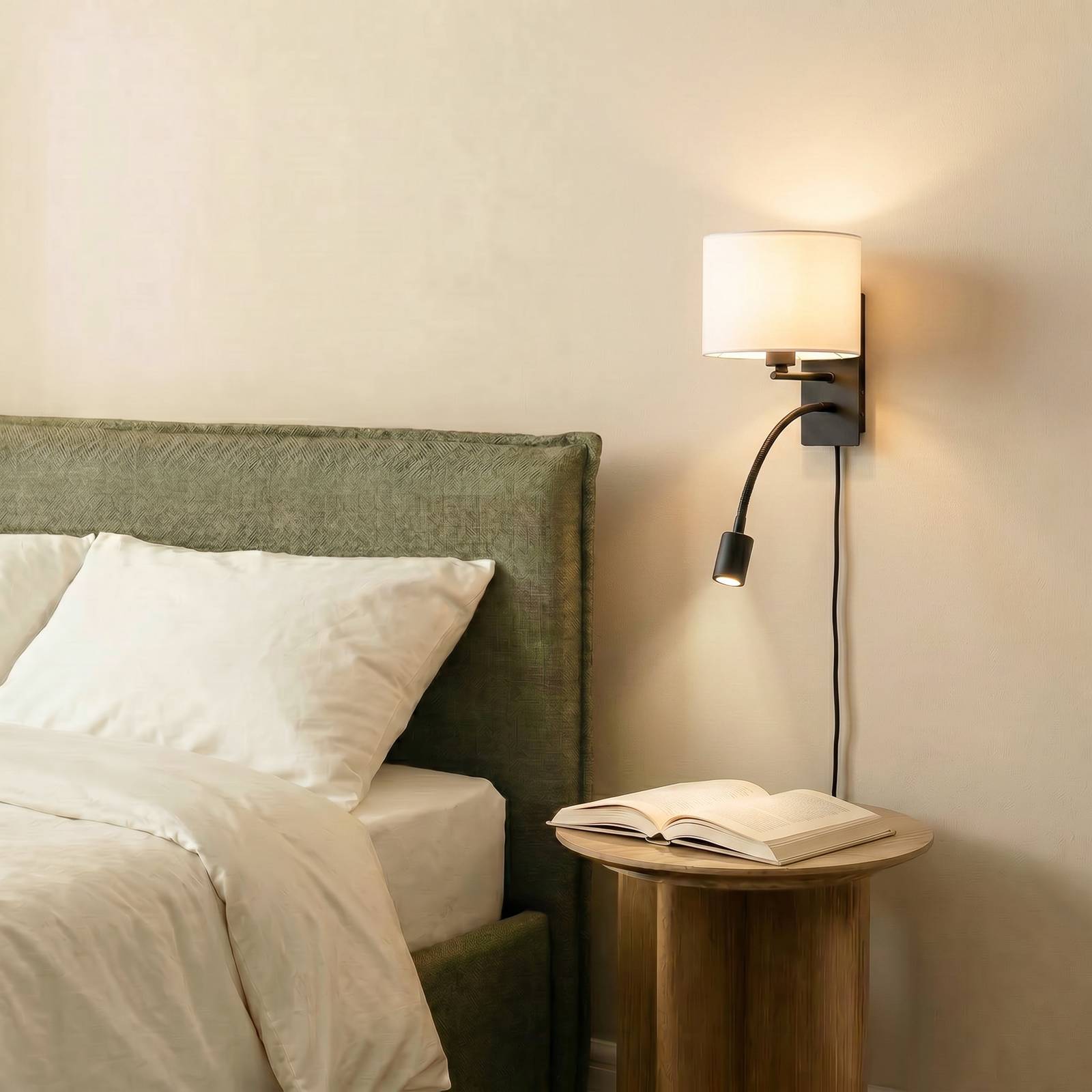 Lindby wandlamp Florens, zwart, LED leeslamp, 23,5 cm