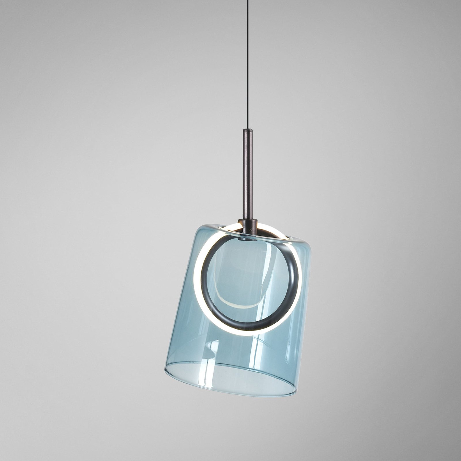 Paul Neuhaus Suspension LED Zula, bleu, Ø 15 cm, verre