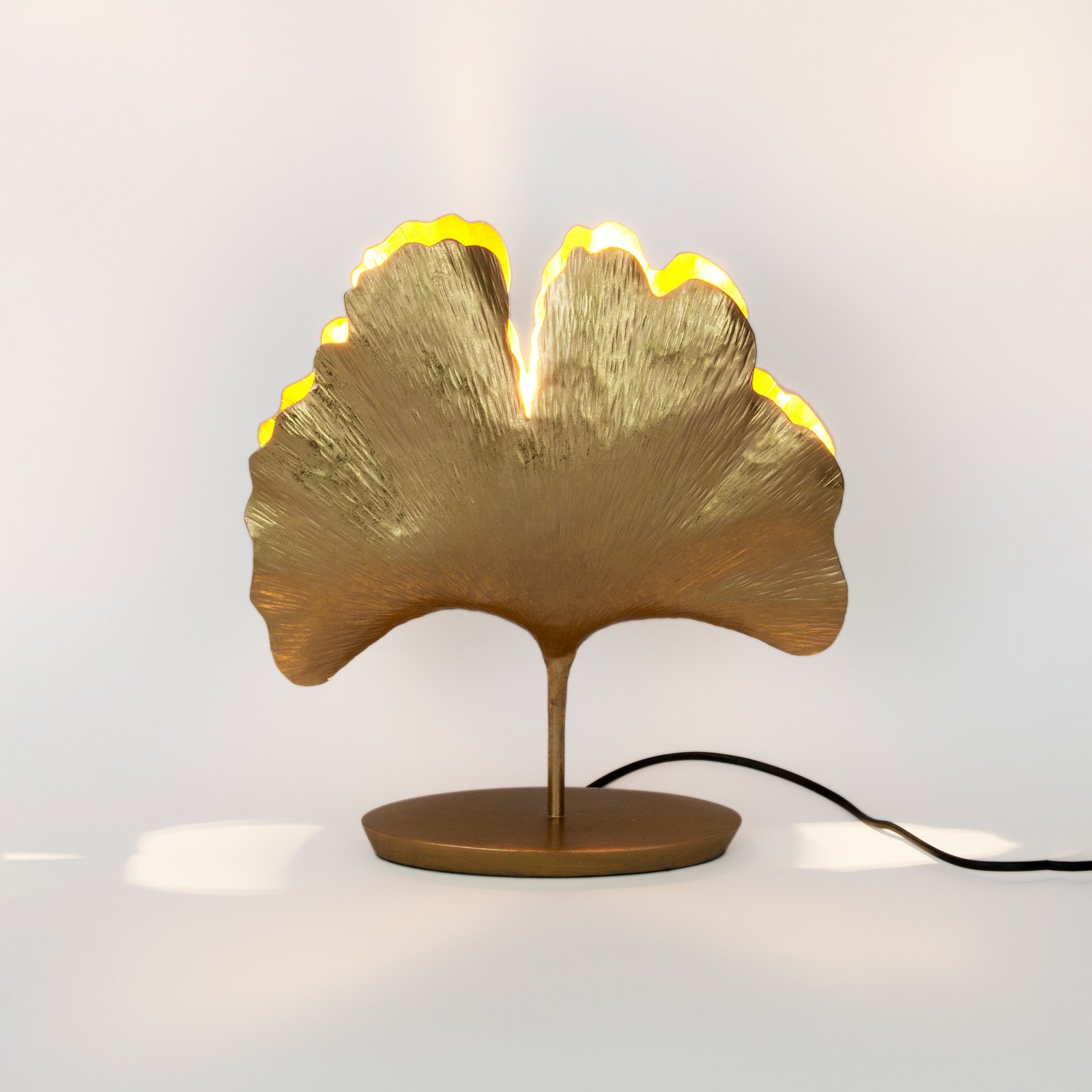 Ginkgo stalinė lempa, aukso spalvos, 36x34cm