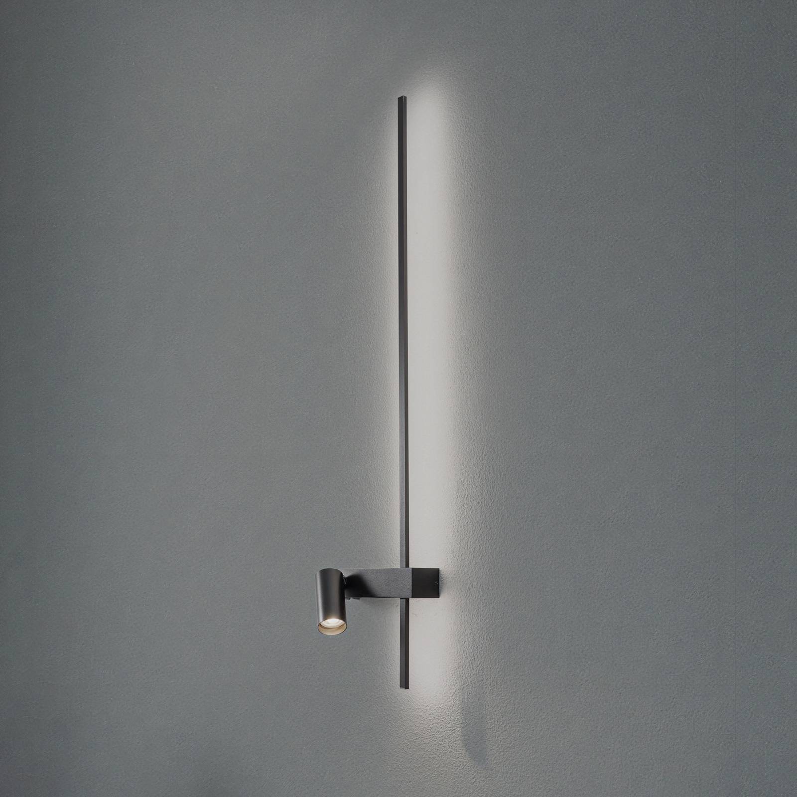 Euluna Applique murale EASY RIGHT, noir Largeur 80 cm Métal GU10 + LED