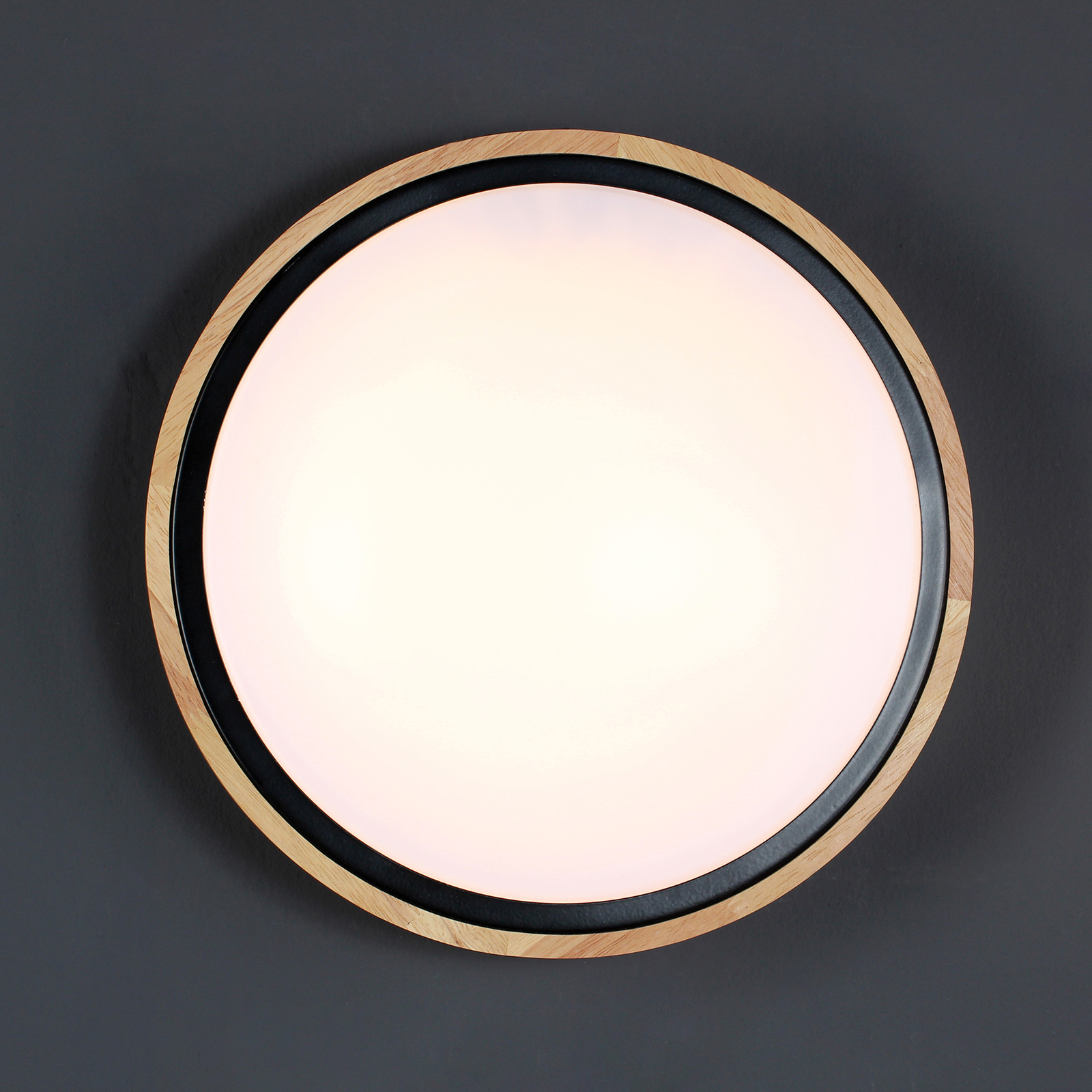 Solstar LED ceiling light wood decoration, round