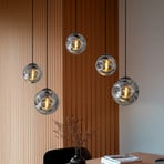 Lindby pendellampe Valentina, E27, 125,5 cm høy, grå, glass