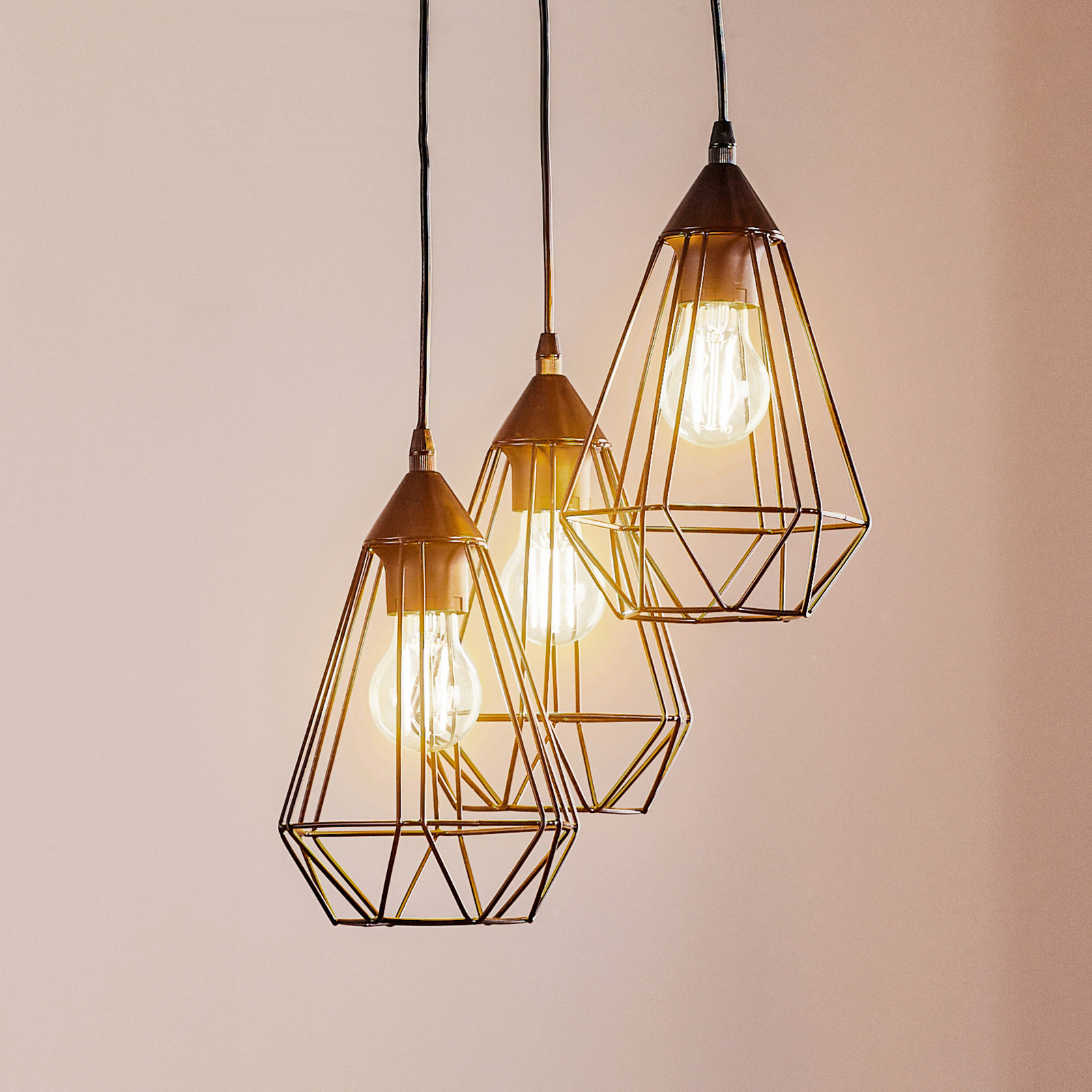 EGLO Tarbes lampă suspendată neagră 3 surse rotundă - Camera de zi / sufragerie - Vintage - negru - Metal