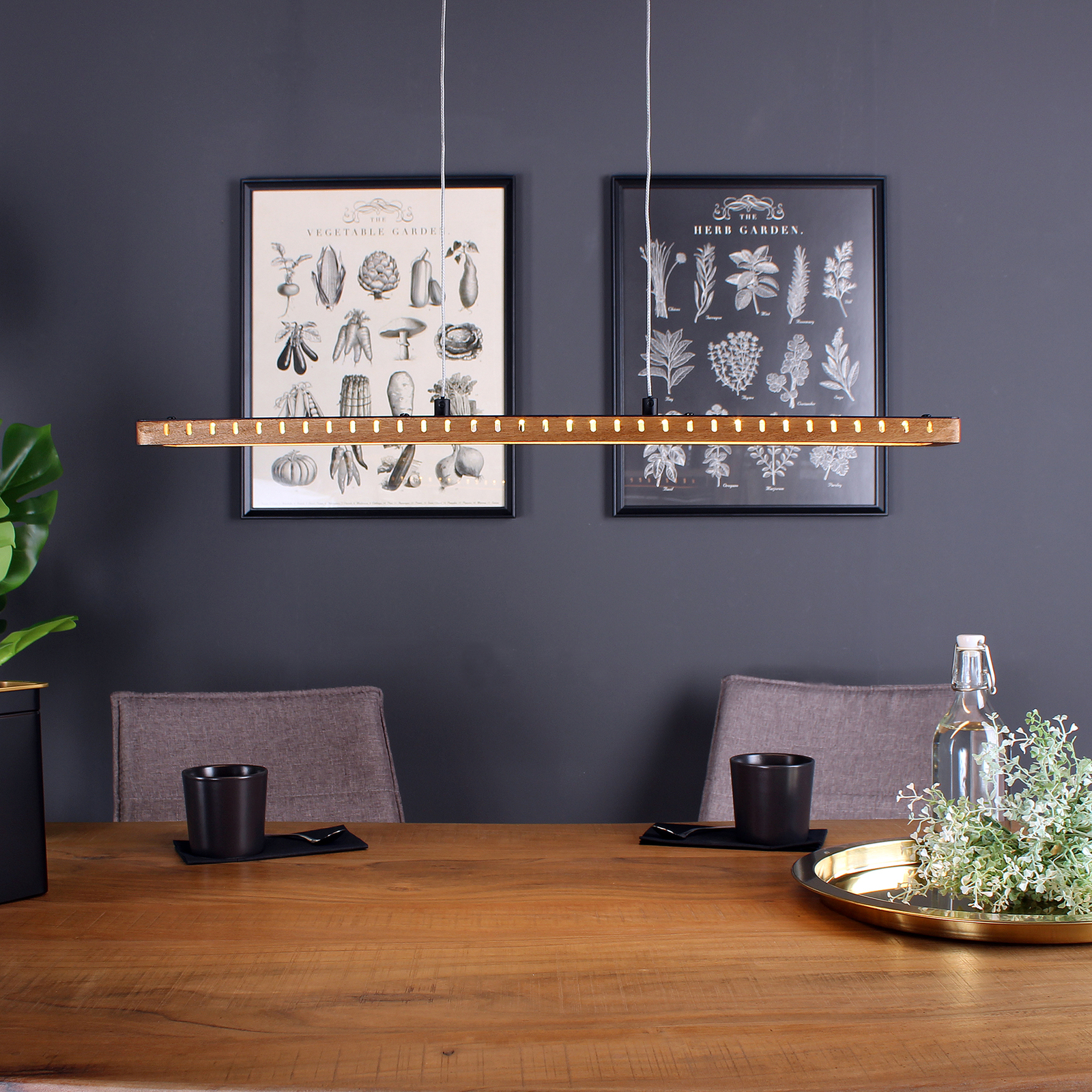 Colgante LED Solaris 3 step dim madera 70 cm