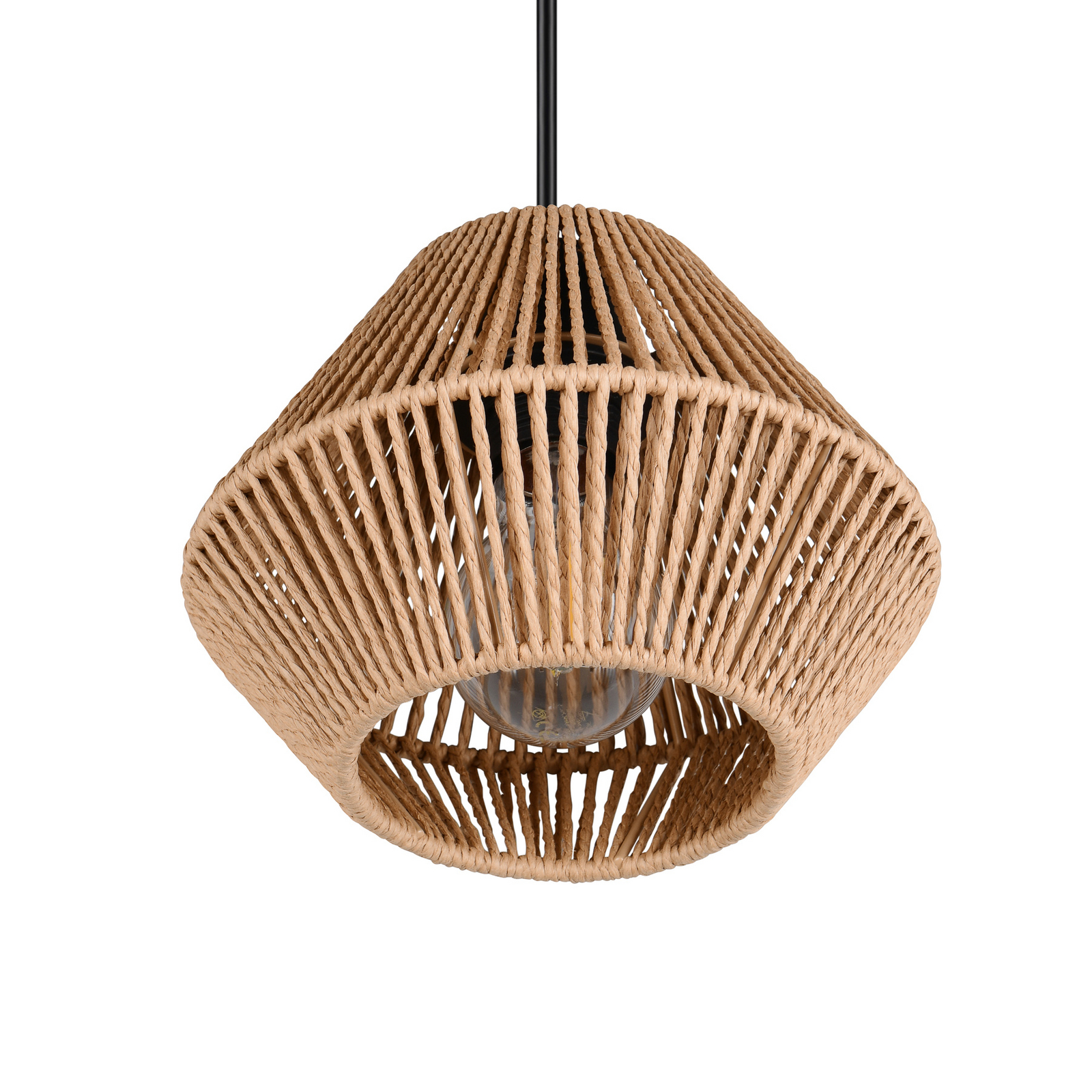 Suspension Lucille, marron, Ø 20 cm, fil de papier, E27