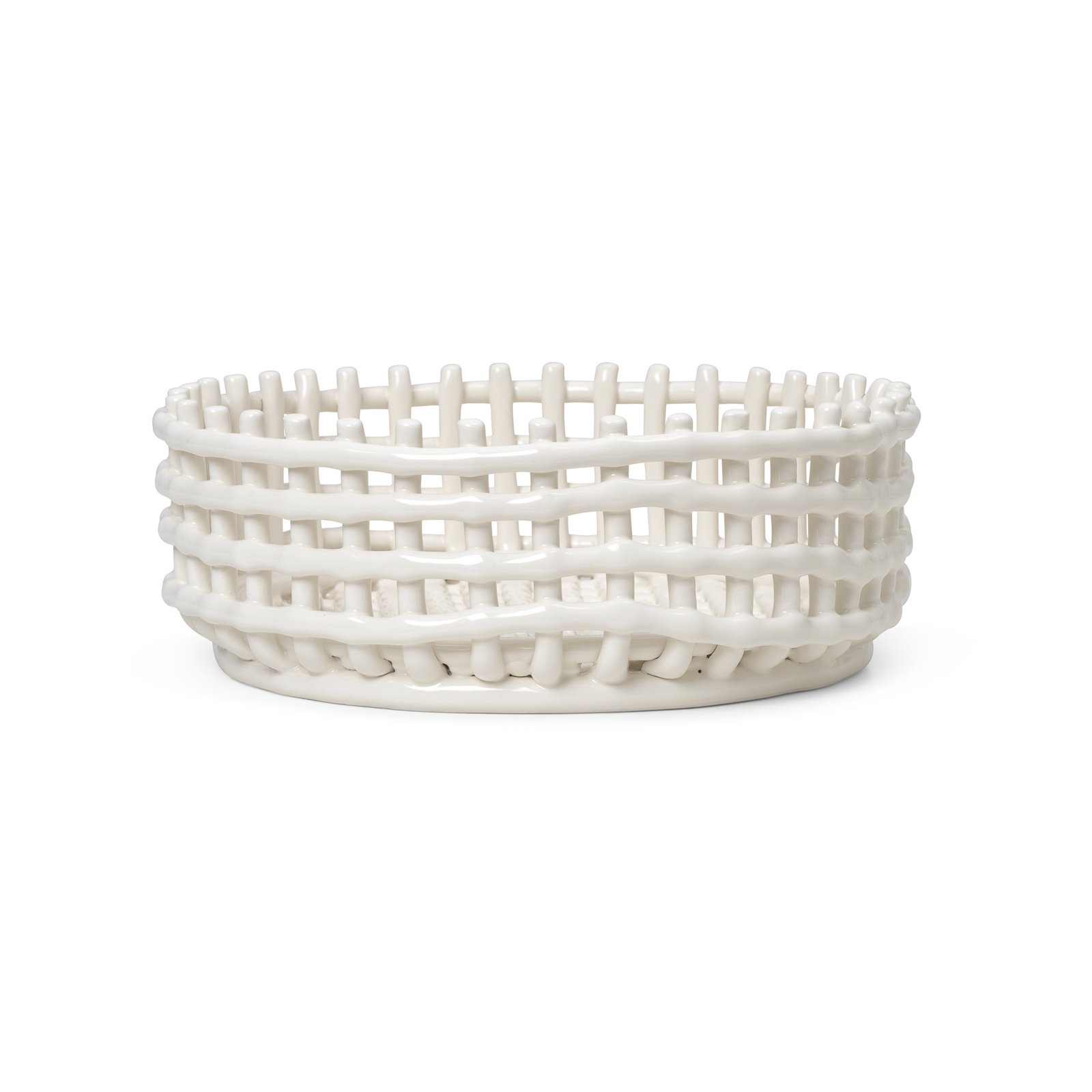 ferm LIVING Ceramic Centrepiece basket, white, Ø 29 cm, ceramic