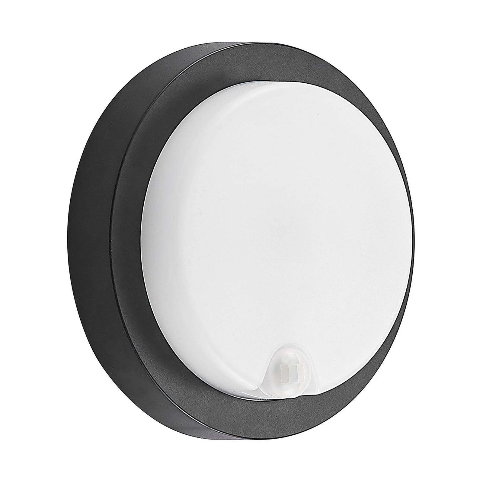 PRIOS Prios Lakin LED outdoor wall light, sensor, black, plastic, 12 W
