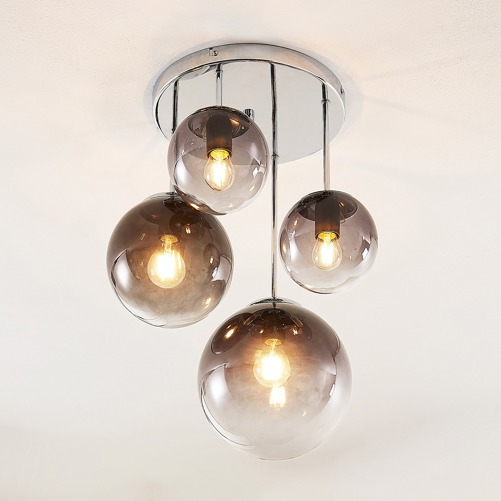 Lindby Robyn Taklampe av glass, 4 lyskilder