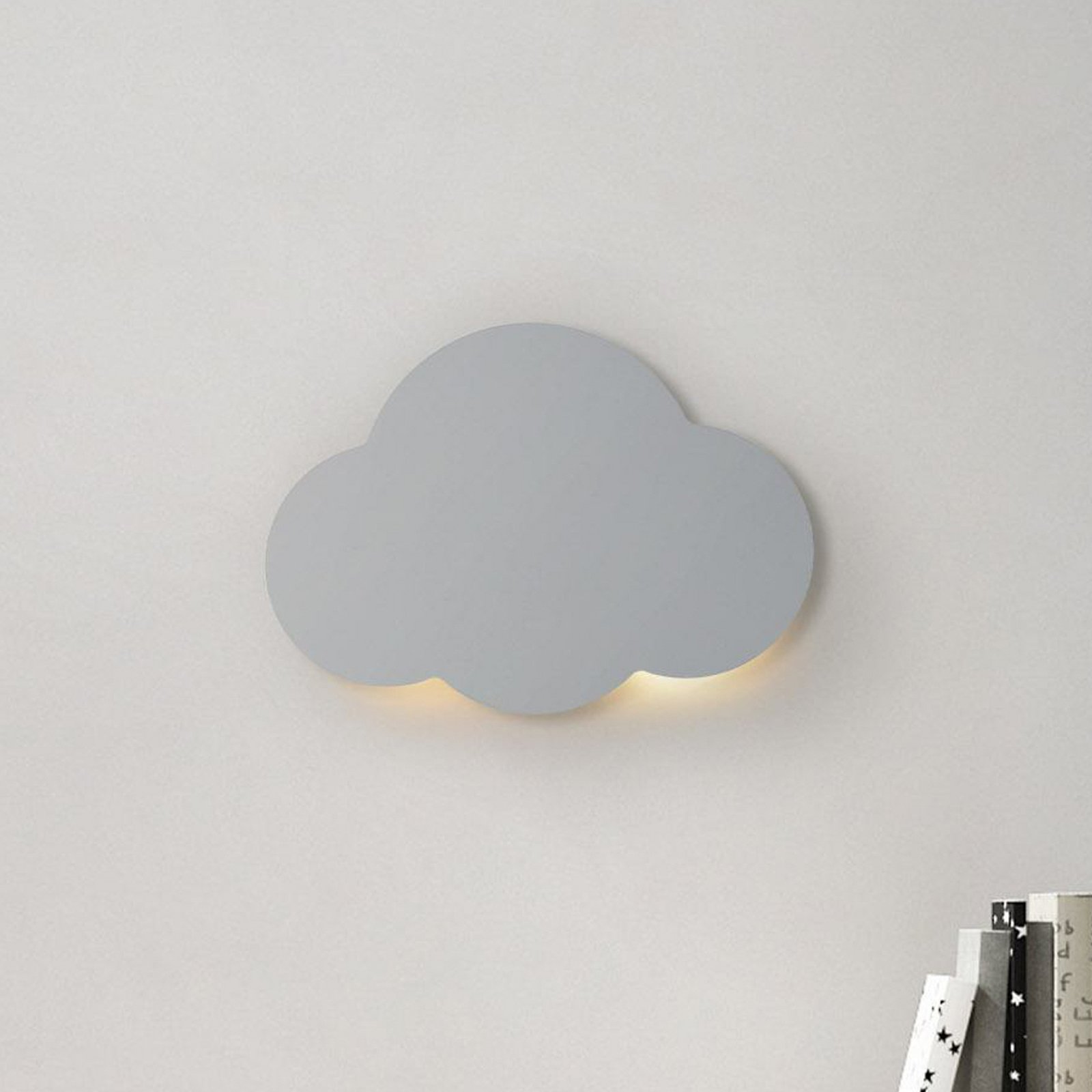 Candeeiro de parede Cloud, cinzento, largura 38 cm, aço/plástico