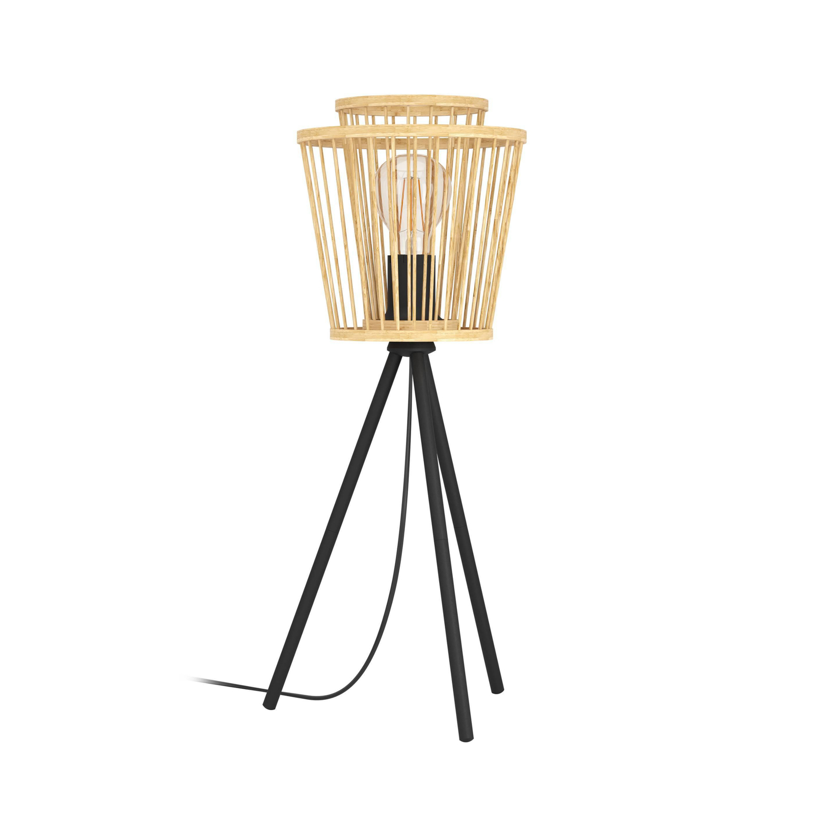 Hykeham table lamp, height 57 cm, natural/black, bamboo