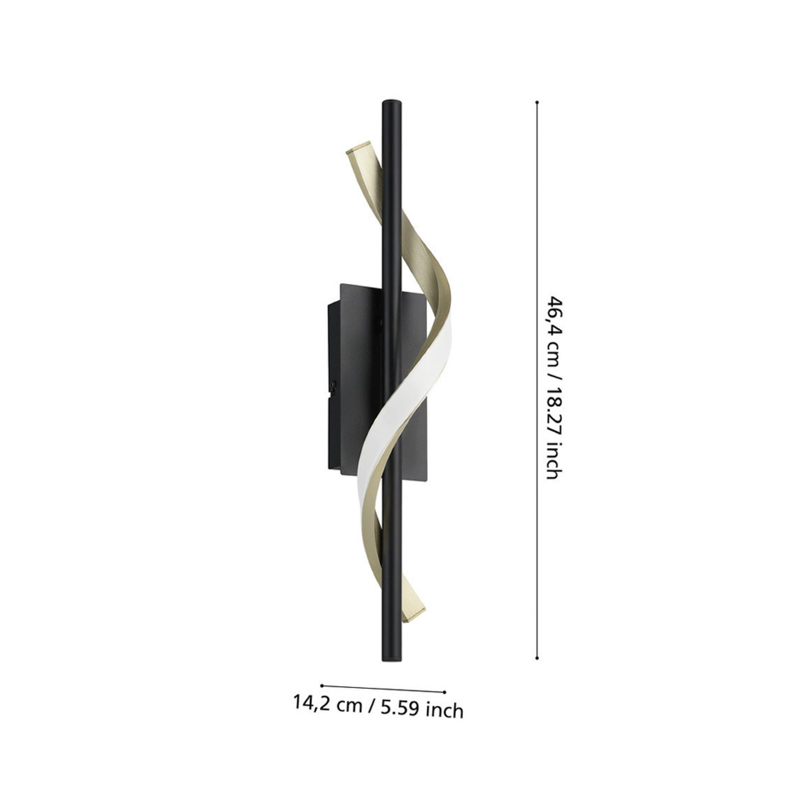 EGLO LED-Wandleuchte CONAPRATO, schwarz/messing, 47 cm, CCT EGLO LED-Wandleuchte CONAPRATO, schwarz/messing, 47 cm, CCT