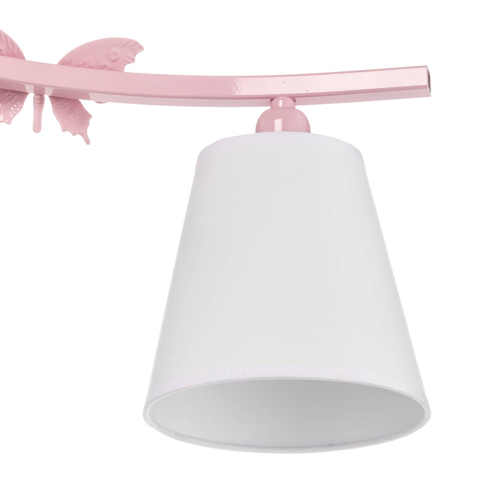 Lampa sufitowa Alice, różowa, trzy białe abażury