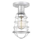 Mite ceiling light with metal cage, polished chrome