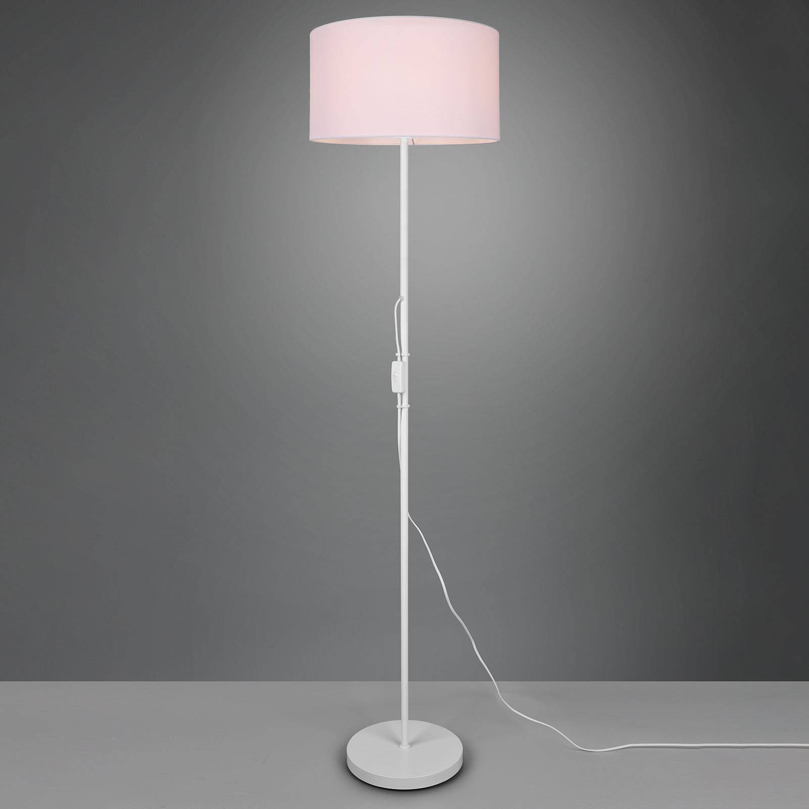 Lampa stojąca Tarkin z kloszem tekstylnym, biała