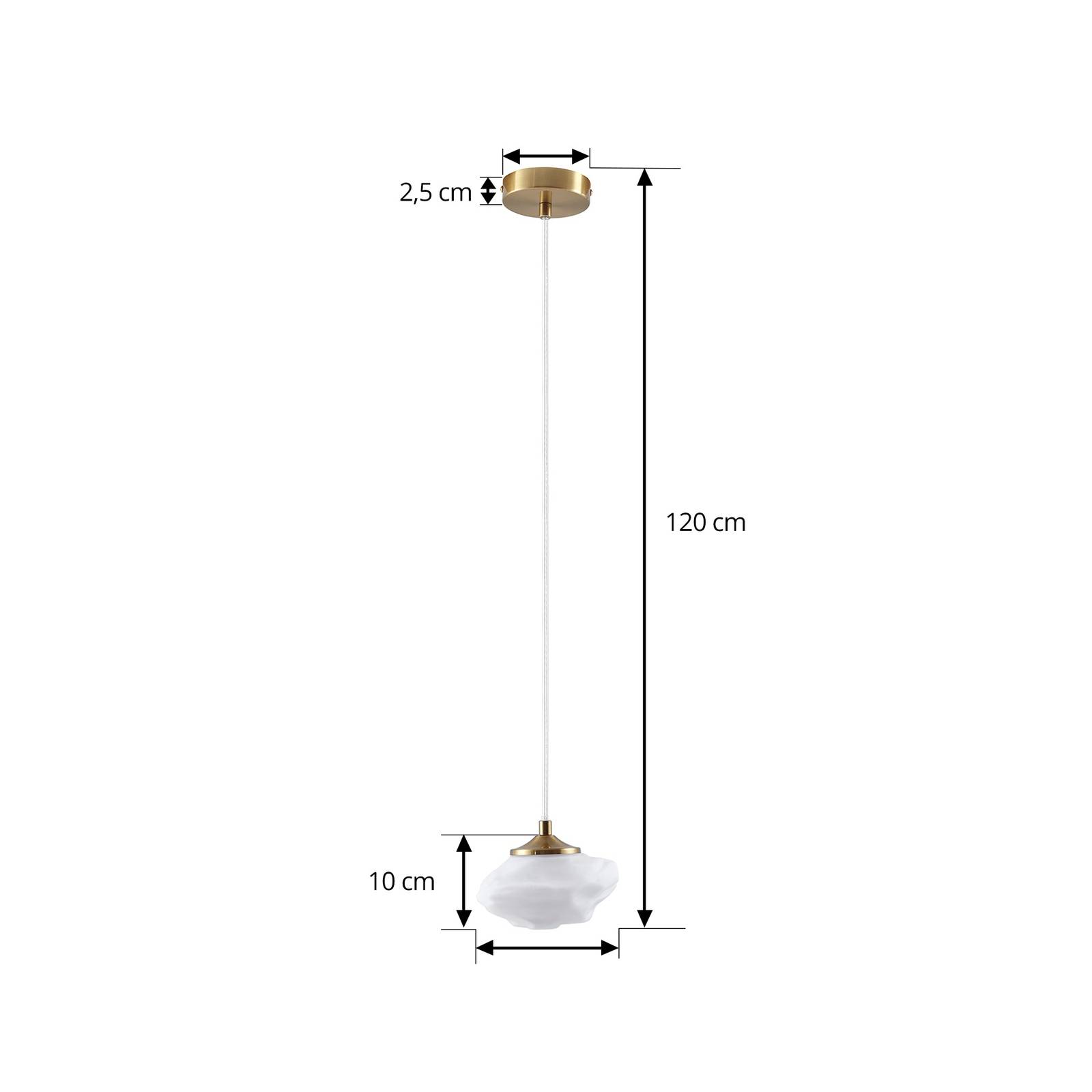 Lampa wisząca Lindby Piatra, opal/mosiądz, szkło, Ø 16 cm, G9