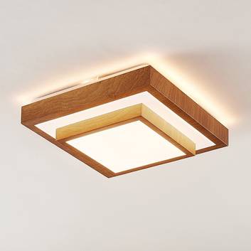 Lindby Mendosa lampa sufitowa LED, drewno, kątowa