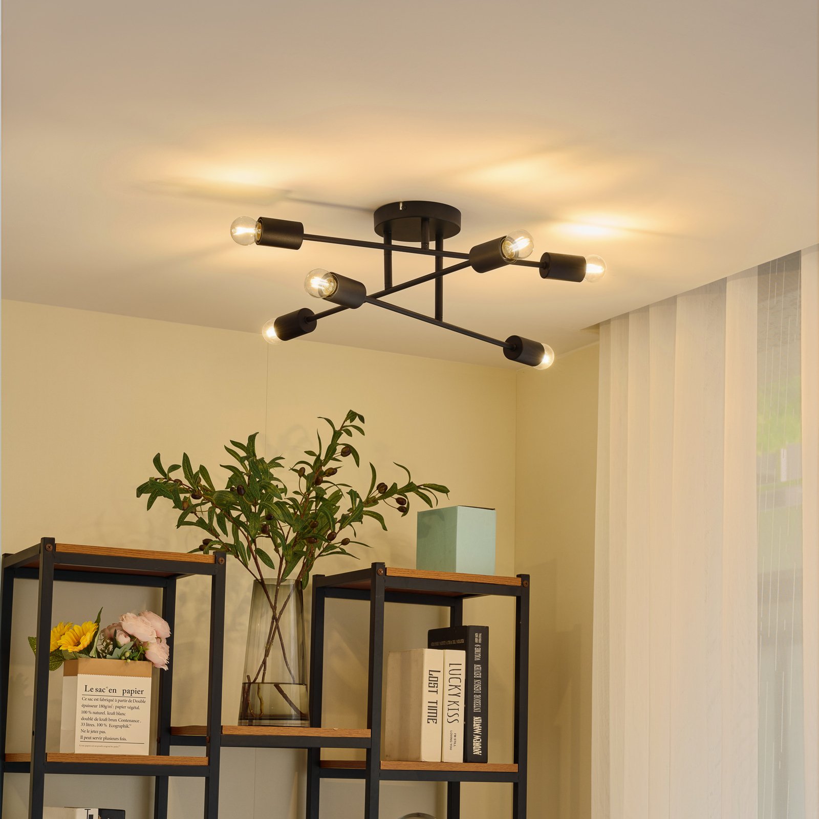 Estar 6 Ceiling Lamp Black - Lindby