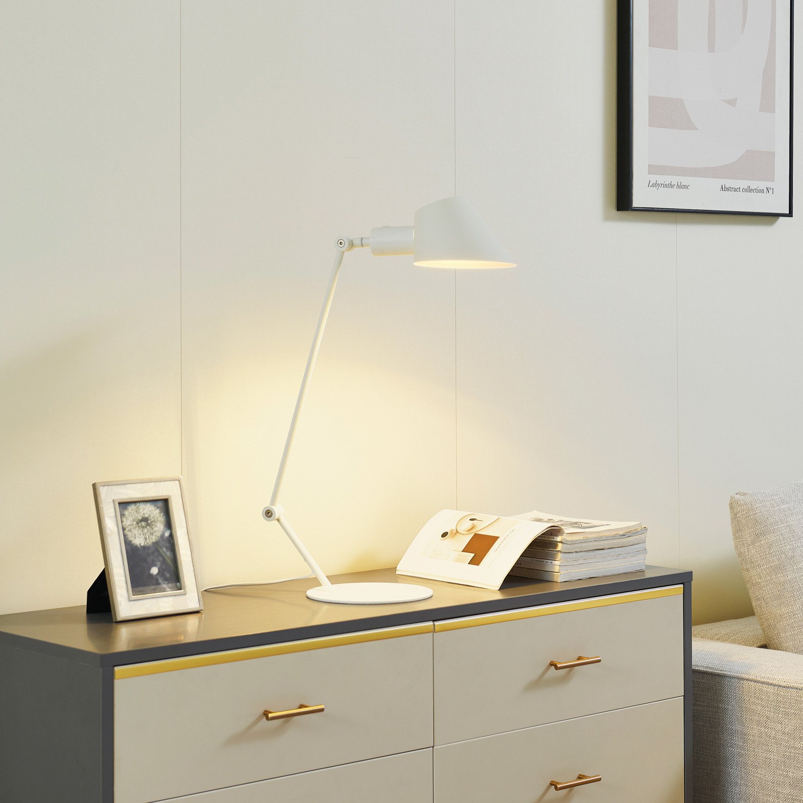 Lampă de masă Lindby Corali alb metal înălțime 64 cm - Camera de zi / sufragerie - modern