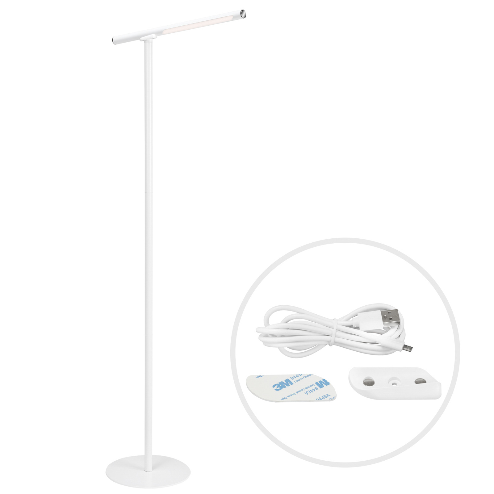Piantana LED Everywhere, USB con accu, bianco