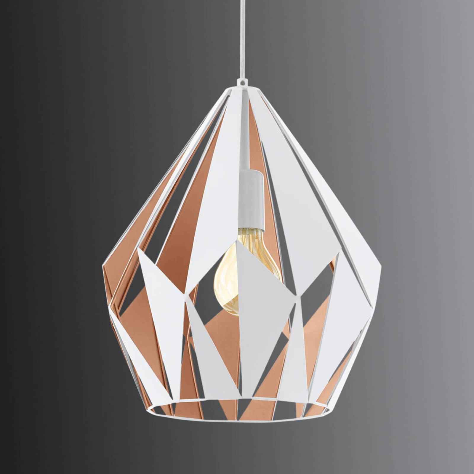 Graficzna lampa wisząca Carlton, biało-złota