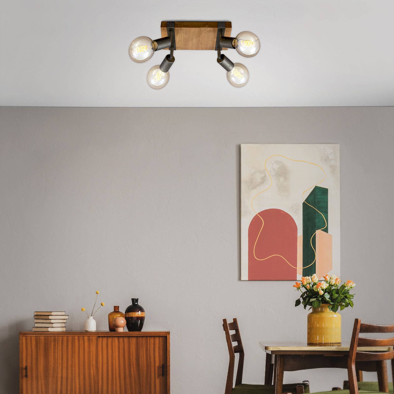 Lampa sufitowa Wood Basic, 4-punktowa