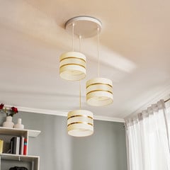 Lámpara colgante Helen redonda blanco-dorado 3 luces