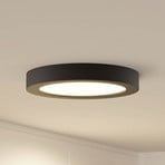 Prios LED ceiling light Edwina, black, 25 cm, CCT, IP44