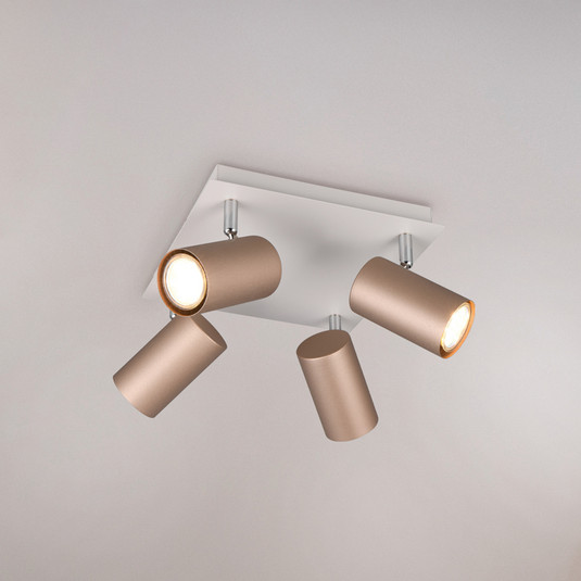 Faretto Led Marley con 2 spots orientabili in metallo e base in legno GU10- Trio Lighting