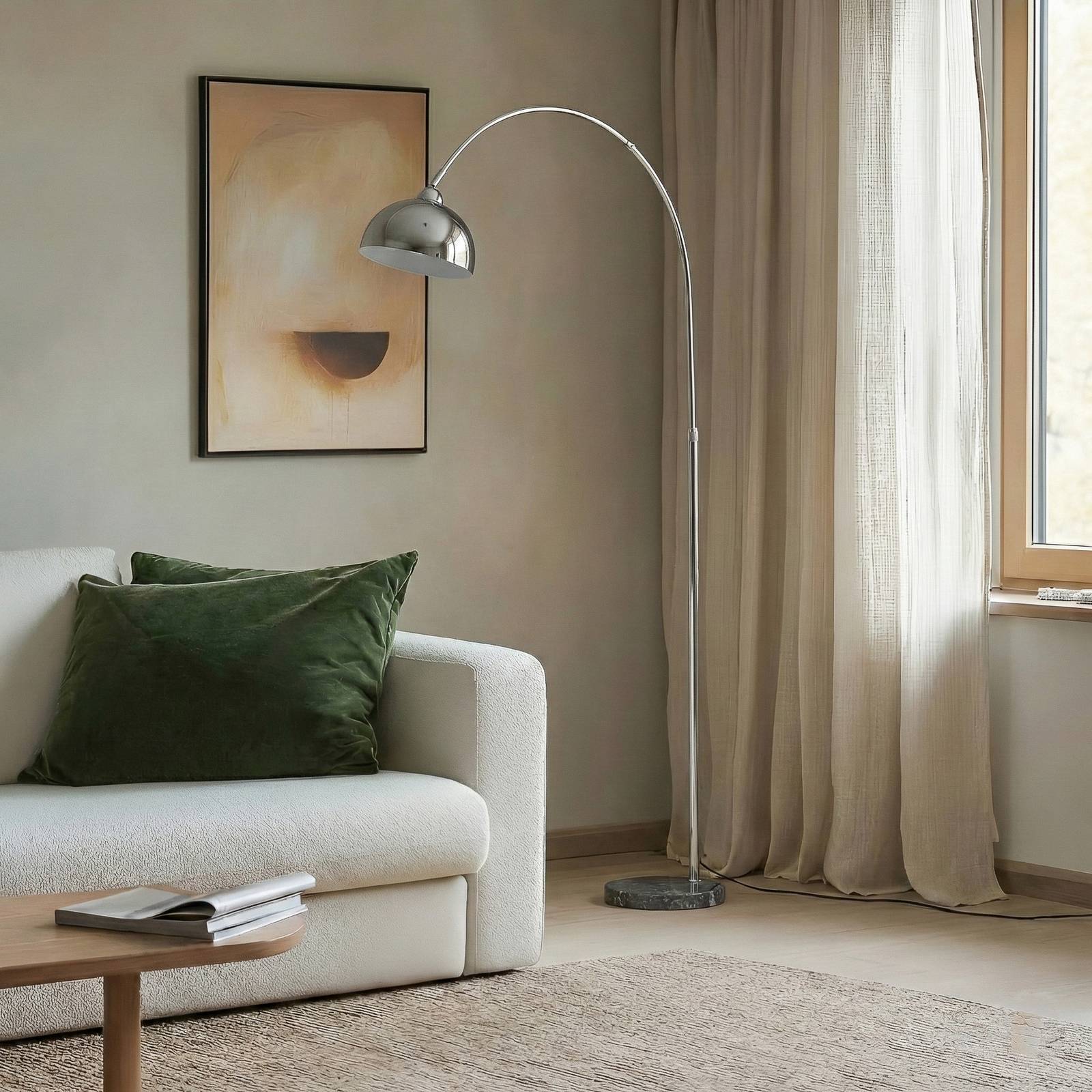 Lampa stojąca Lindby Tonka, chrom, metal/marmur, 185 cm, E27