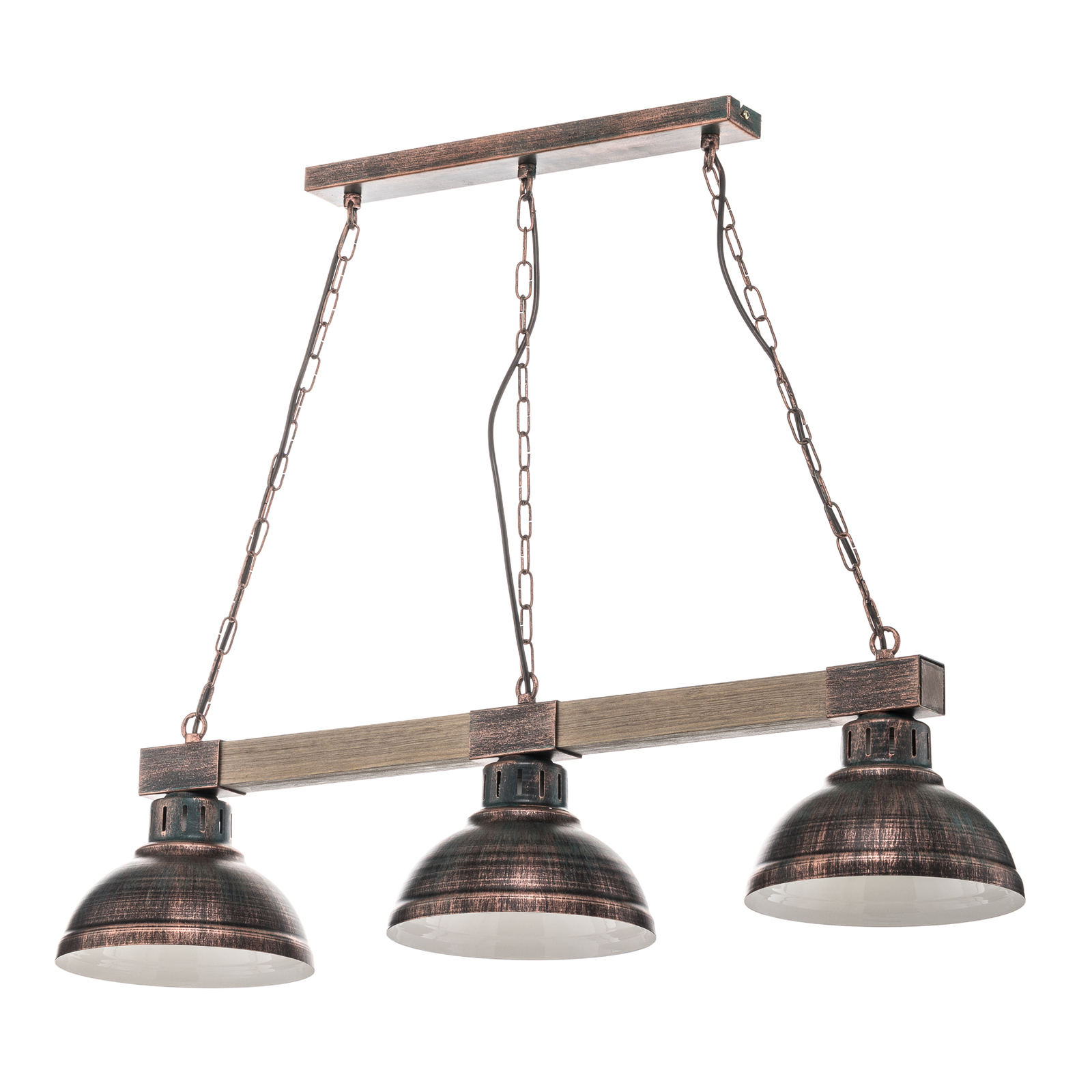 Hakon 3-lamps hanglamp roestbruin/naturel hout