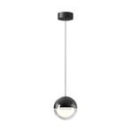 LED hanglamp Zirea, zwart/chroomkleurig, Ø 12 cm, metaal