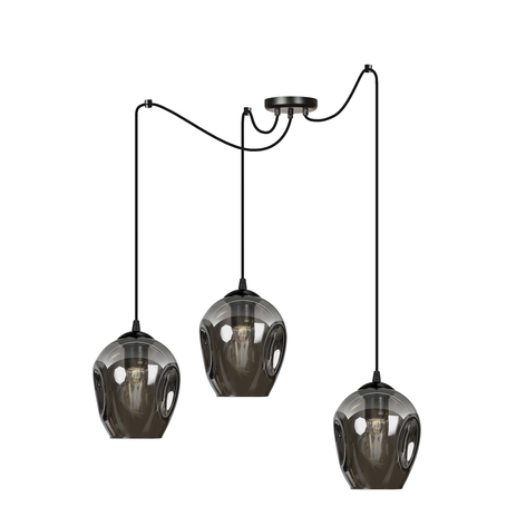 Pendellampe Starla dezentral 3-flg., Glas grafit