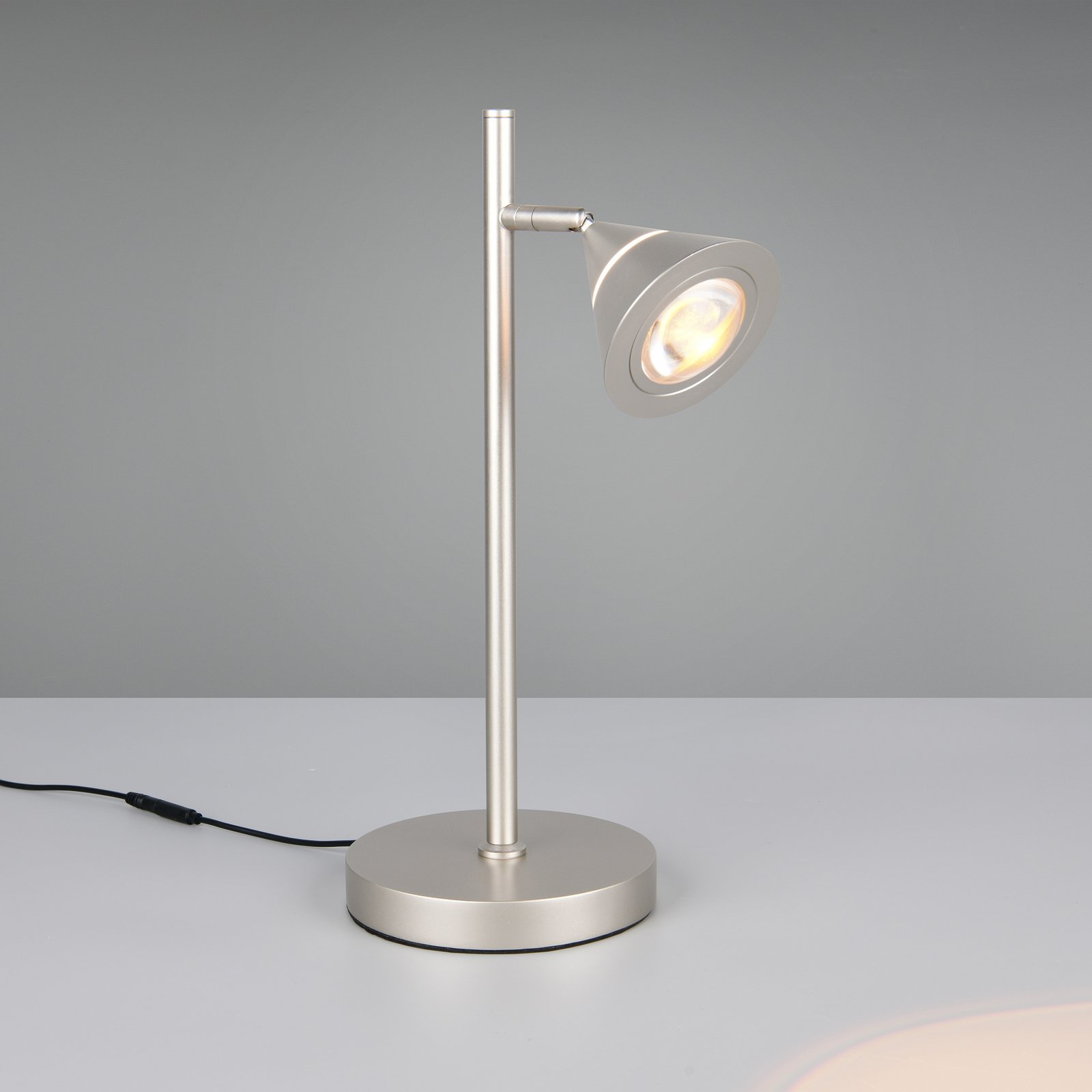 Lampada LED da tavolo Romeo, altezza 40 cm, color nichel, metallo, CCT