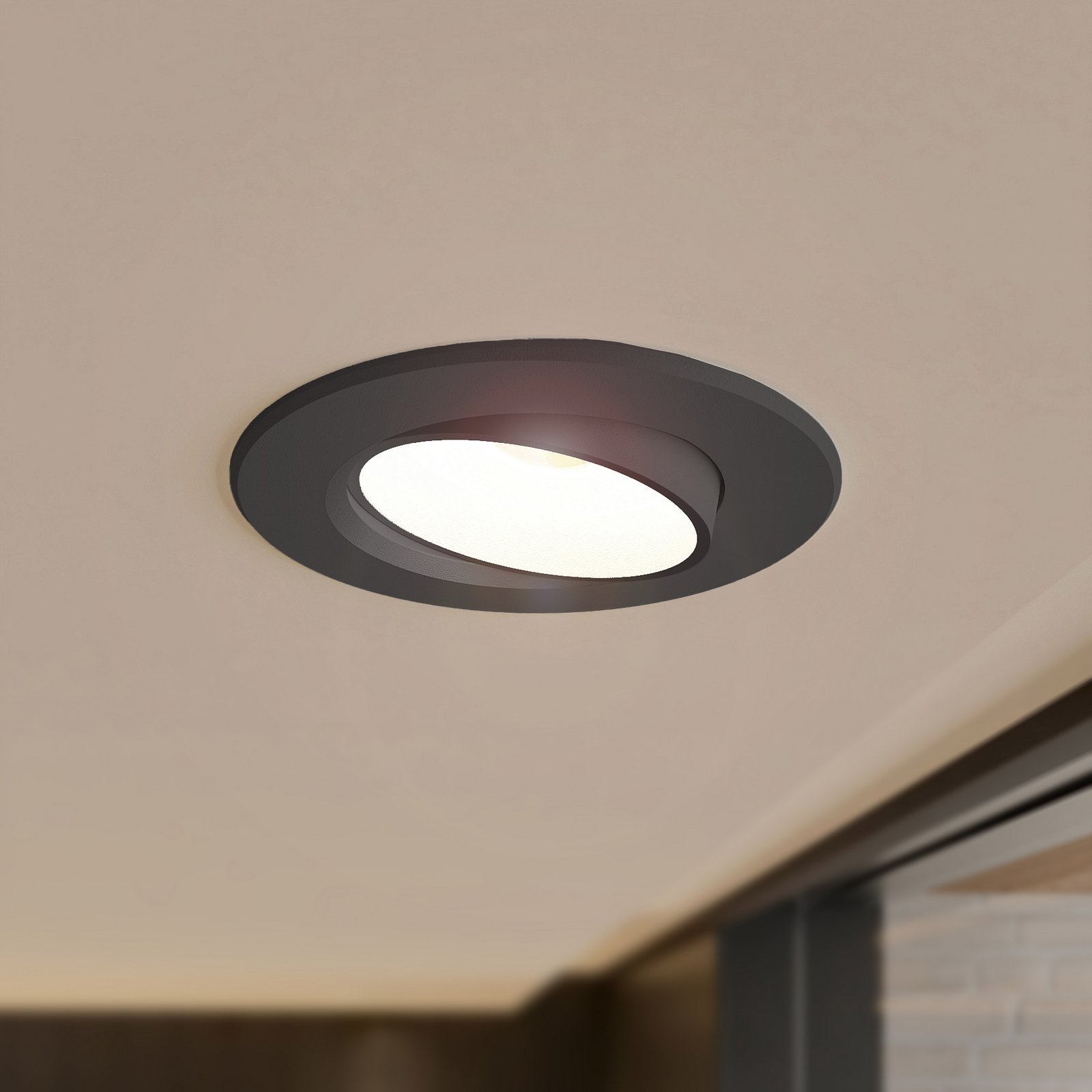 Prios luminaire encastrable LED Shima, noir, 9 W, 3000K, intensité variable