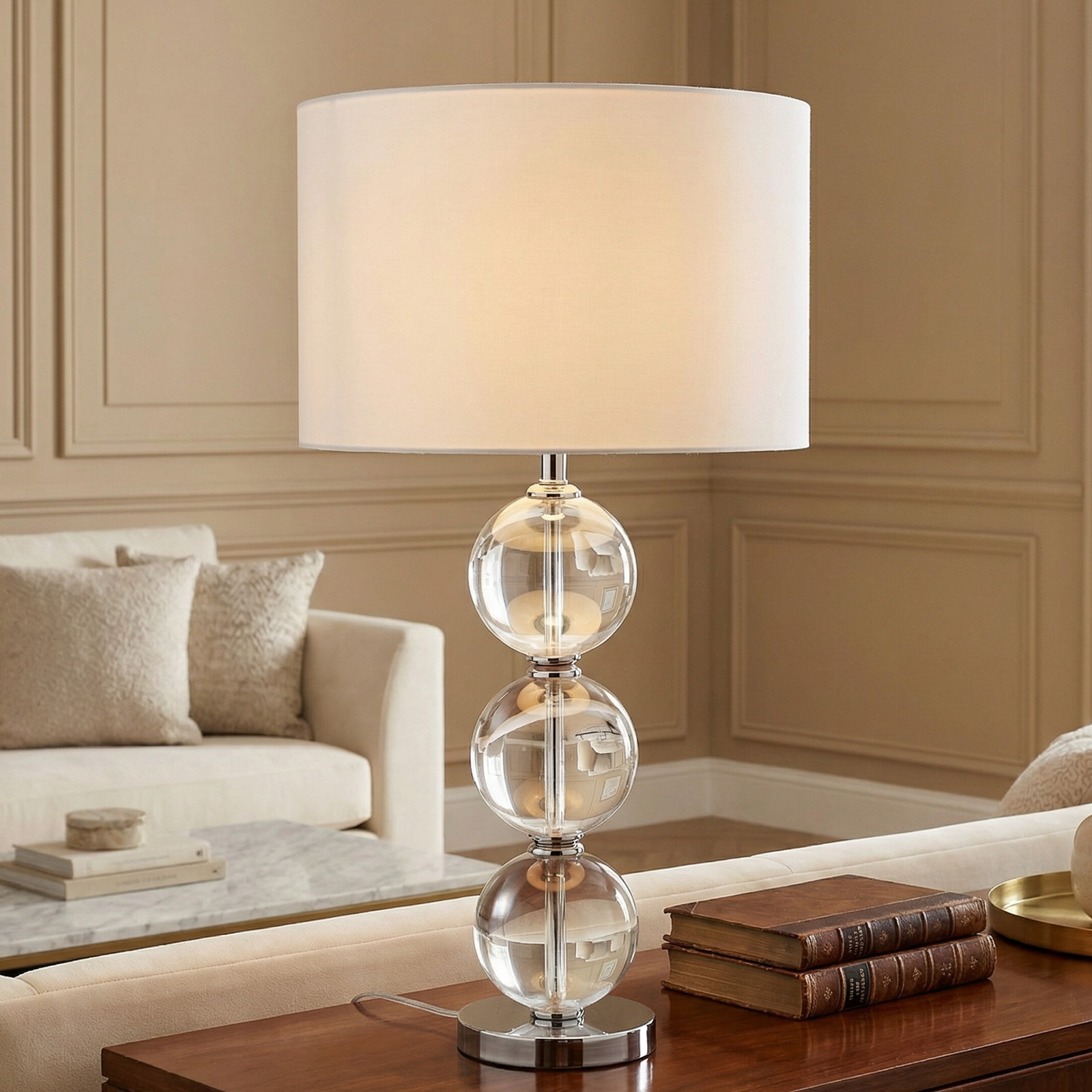 Lampă de masă textilă Bliss abajur alb