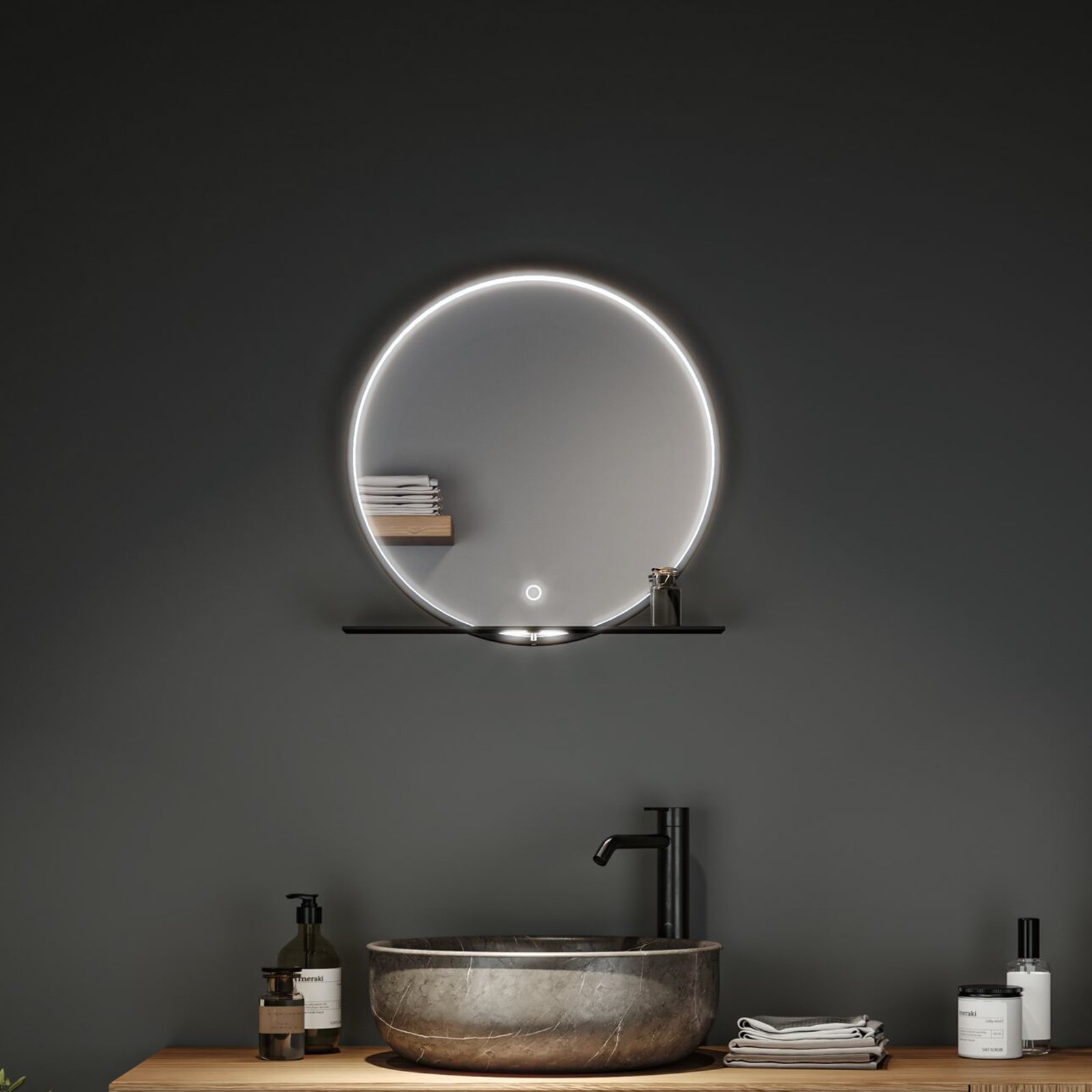 Miro LED Illuminated Zrcadlo TW IP44 Amb. Mirror/Matný Černá - Paulmann