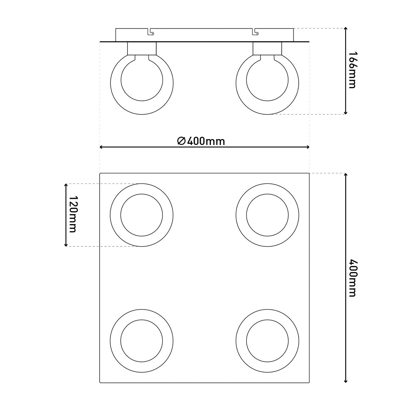 Deckenlampe Donika, 4-flammig eckig, Glas, Stahl, amber, G9 günstig online kaufen