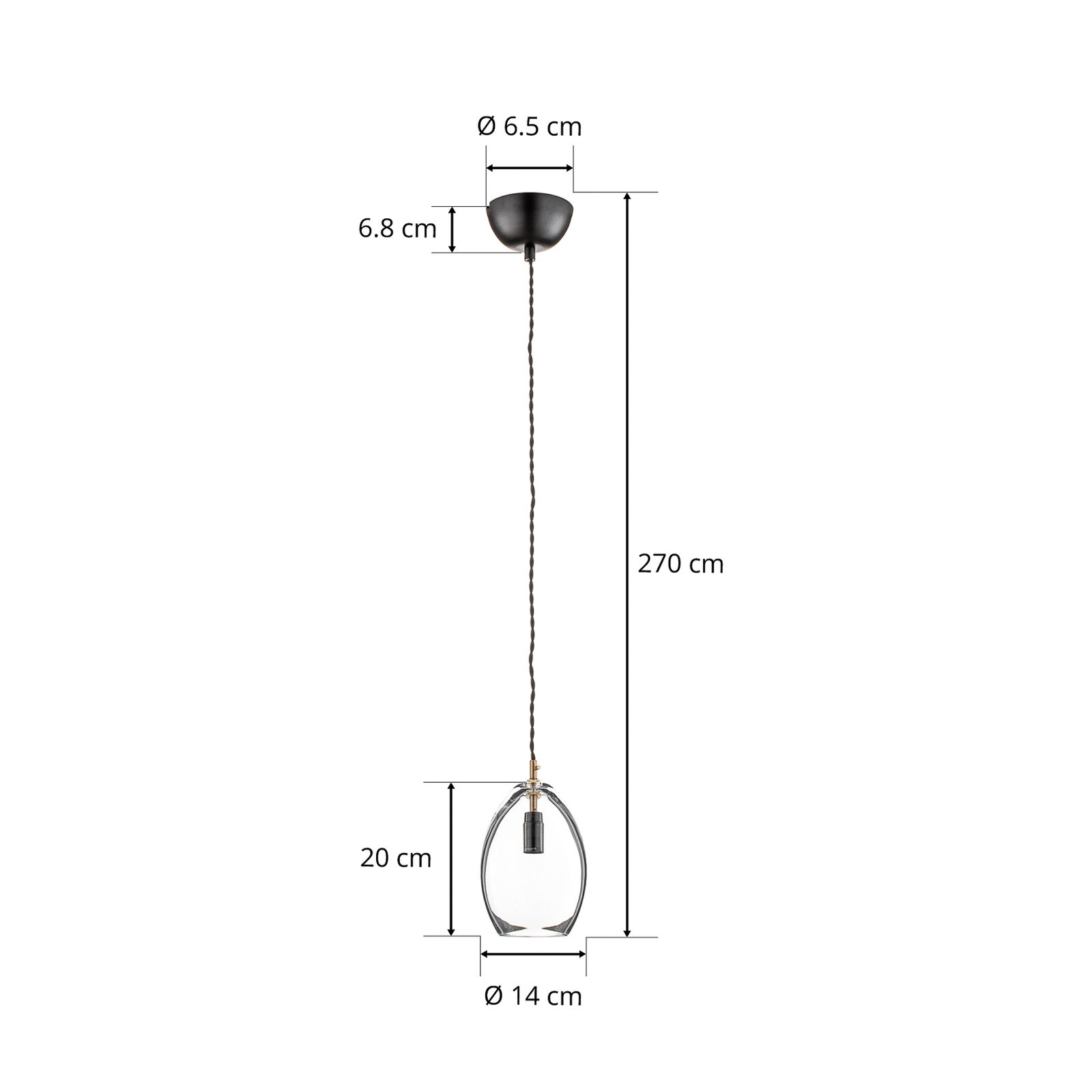 Northern Unika - skleněné závěsné světlo, 14 cm