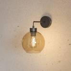 Cubus wandlamp van glas, zwart/amber