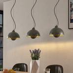 Lindby Gretja hanging light, 3-bulb, dark grey